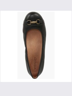 Vionic Delanie Black Ballet Flat Comfort Classic Office Work Church Size 10